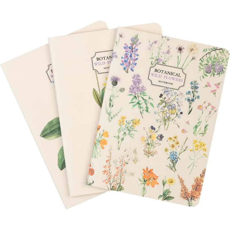 Kokonote Botanical Wild Flowers Pack of 3 A6 Notebooks, Currently priced at £6.53